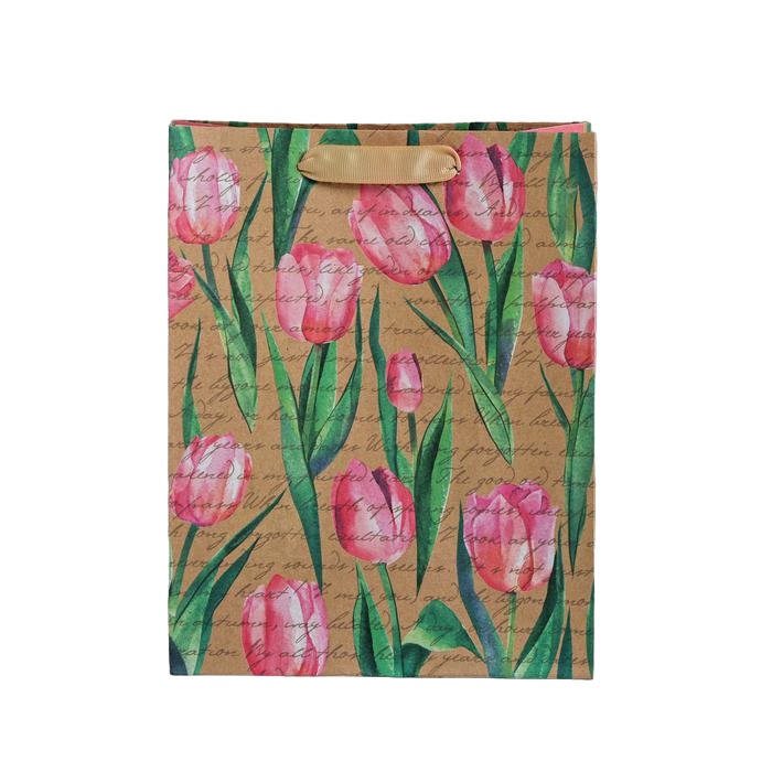 картинка Пакет крафтовый вертикальный «Тюльпаны» 18 х 23 х 10 см от официального интернет-магазина Каарал