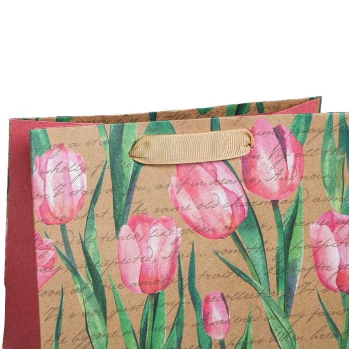 картинка Пакет крафтовый вертикальный «Тюльпаны» 18 х 23 х 10 см от официального интернет-магазина Каарал