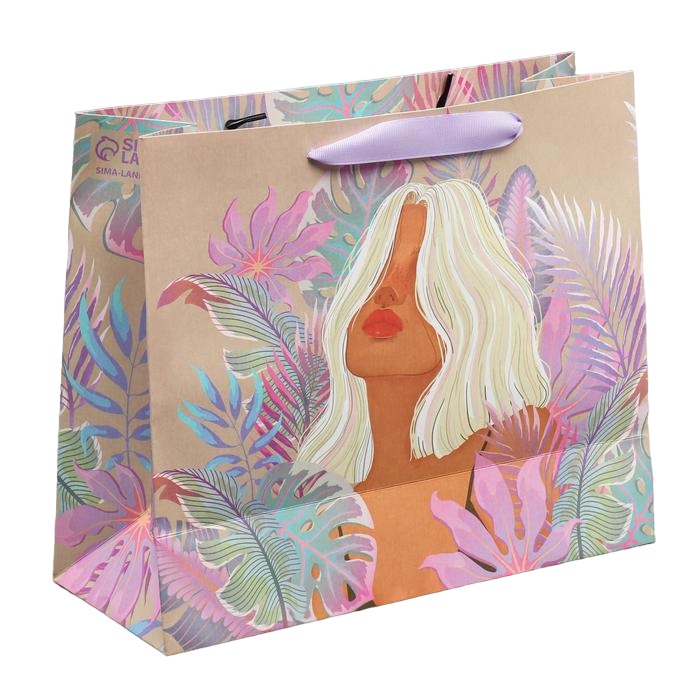 картинка Пакет крафтовый с пластиковым окном «Нежность» 31 х 26 х 11 см от официального интернет-магазина Каарал