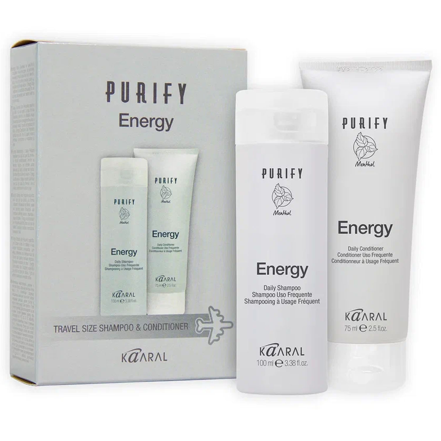 картинка Дорожный набор Purify-Energy (шампунь 100 мл + кондиционер 75 мл) от официального интернет-магазина Каарал