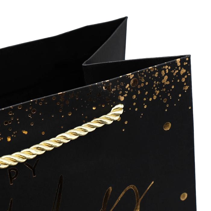 картинка Пакет подарочный Happy Birthday чёрный крафт 23 × 27 × 11,5 см от официального интернет-магазина Каарал