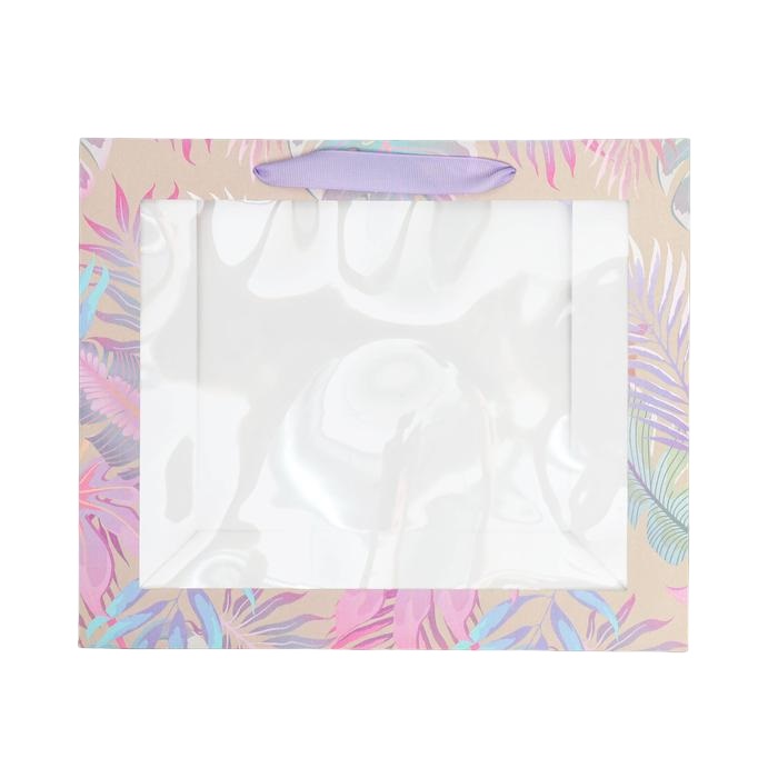 картинка Пакет крафтовый с пластиковым окном «Нежность» 31 х 26 х 11 см от официального интернет-магазина Каарал